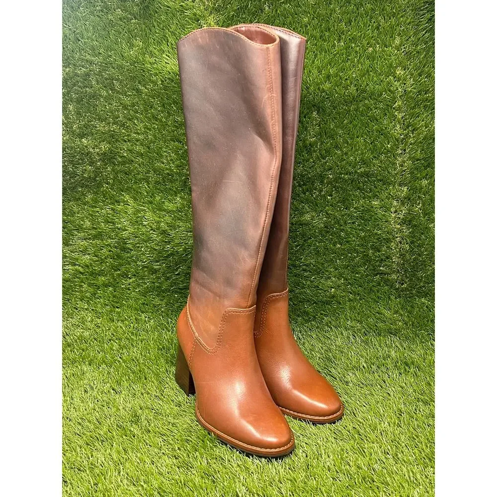 Vince Camuto Women's 6.5M Chocolate Fade Leila Leather Knee High Boots
